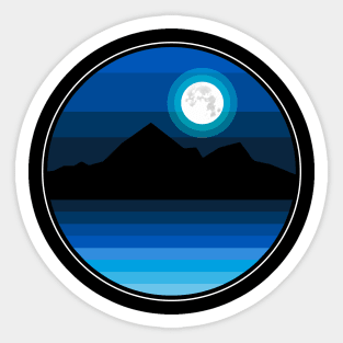 Synthwave Inspired Lakeside Mountain Moonrise Sticker